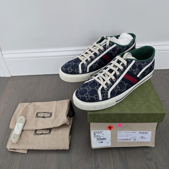 $790 GUCCI TENNIS 1977 DENIM GG PRINT GUCCI UK 10 US 11 EU 44 BNIB - Picture 2 of 7